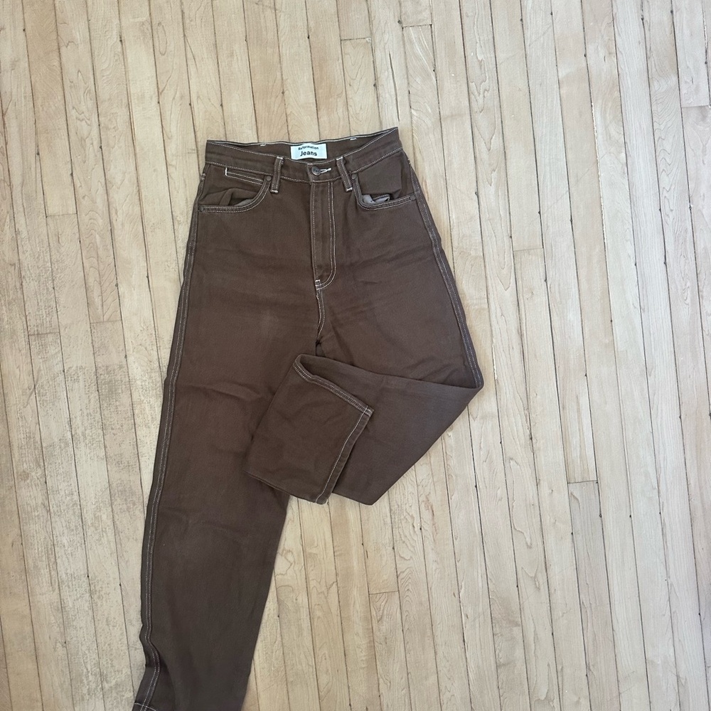 Reformation Chocolate Brown Straight Jeans